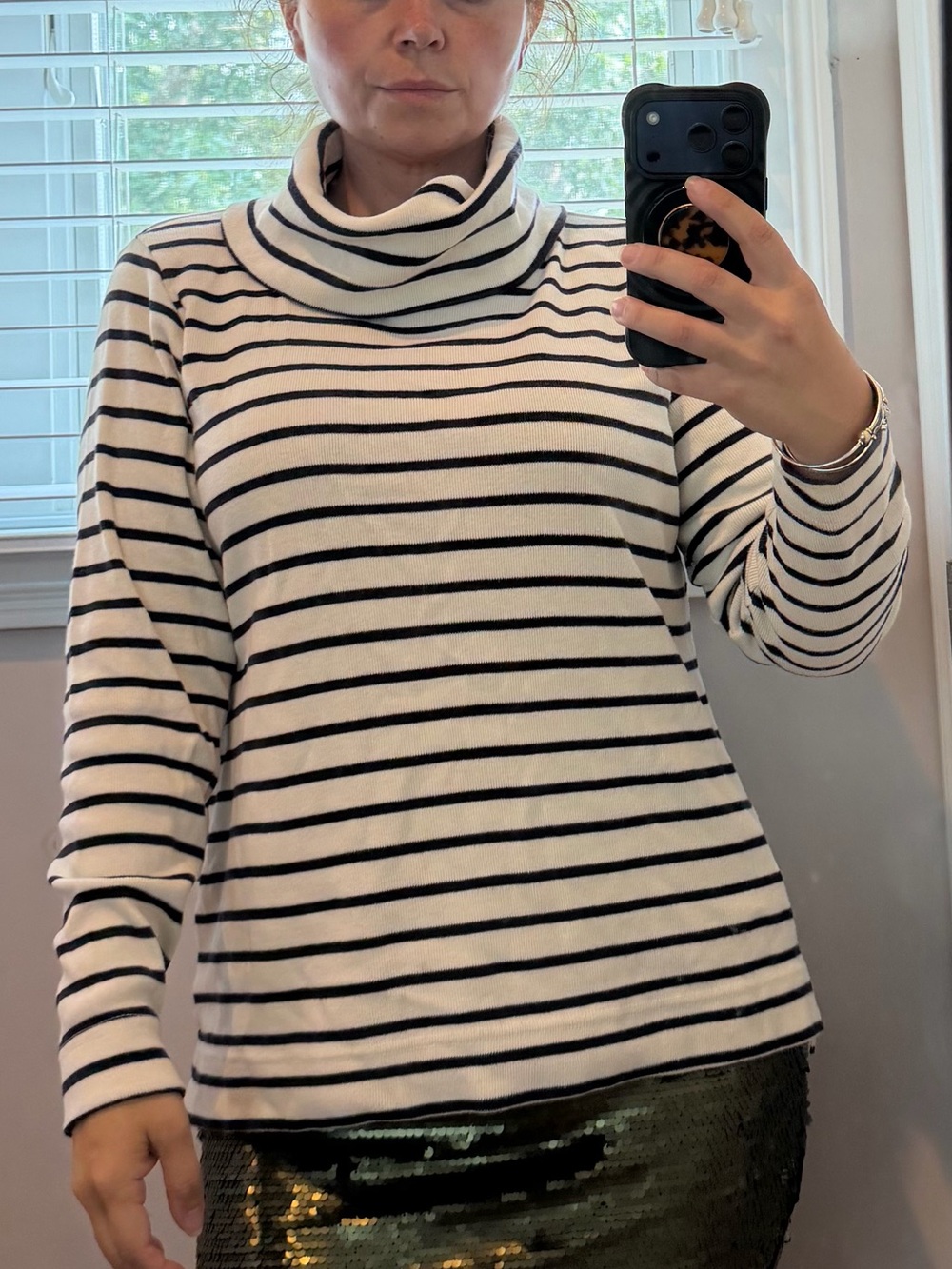 L.L. Bean 100% cotton cowl neck top